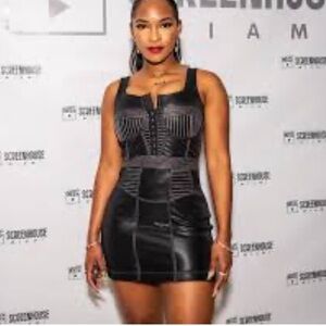 Maniere De Voir faux leather dress size 12